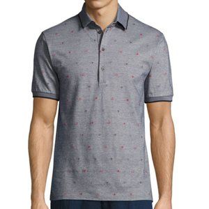 ETRO Mixed-Dot Mélange Polo Shirt, Gray